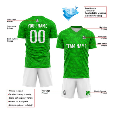 Custom Green Black Soccer Jerseys for Men Women Personalized Soccer Uniforms for Adult and Kid enthsush