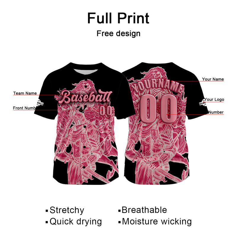 Custom Black Jersey Personalized Baseball Shirt for Men Women Kids Youth