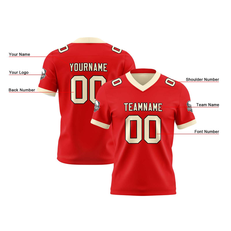 Custom Red Cream Reversible Gradient Football Jersey Personalized Football Shirts for Men Women  Printed Team Name Number Logo