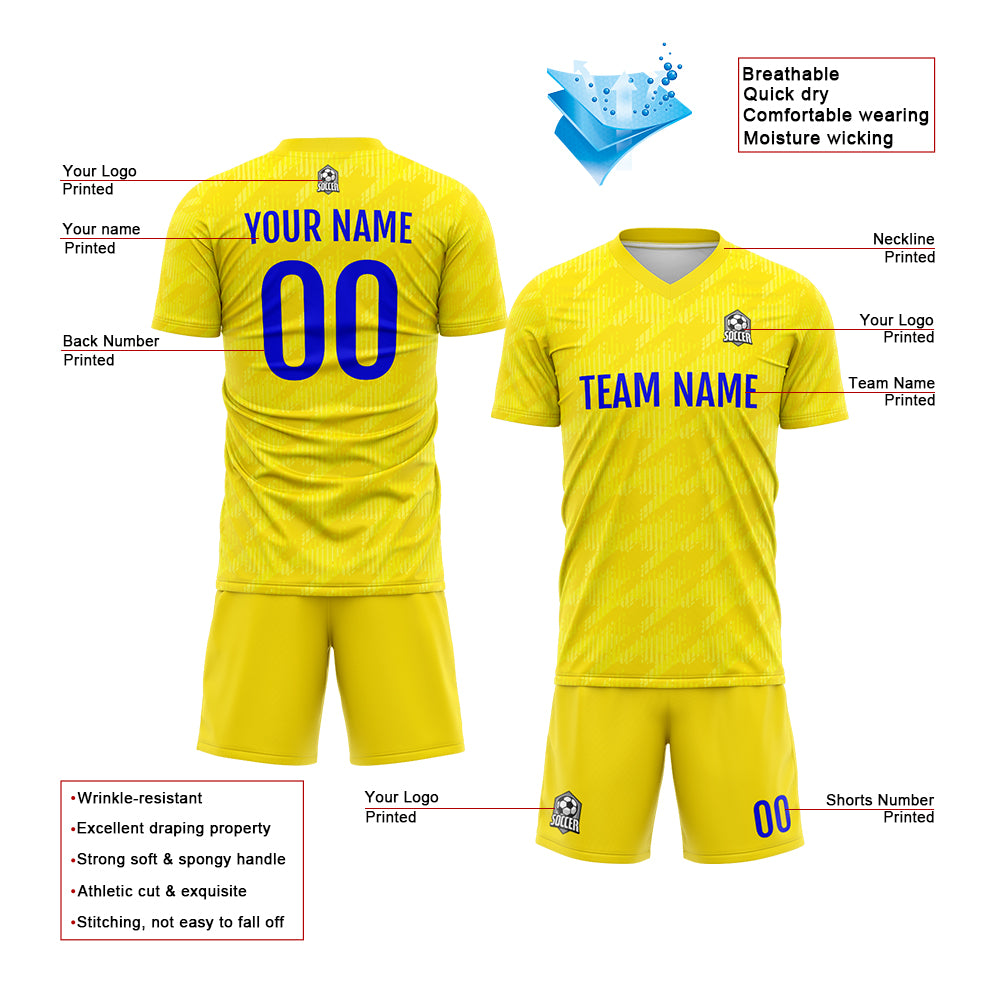 Custom Soccer Jerseys for Men Women Personalized Soccer Uniforms for Adult and Kid Yellow&Blue enthsush