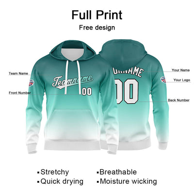 Custom Gradient Hoodie For Man Woman Girl Boy Print Your Logo Name Number White Green enthsush