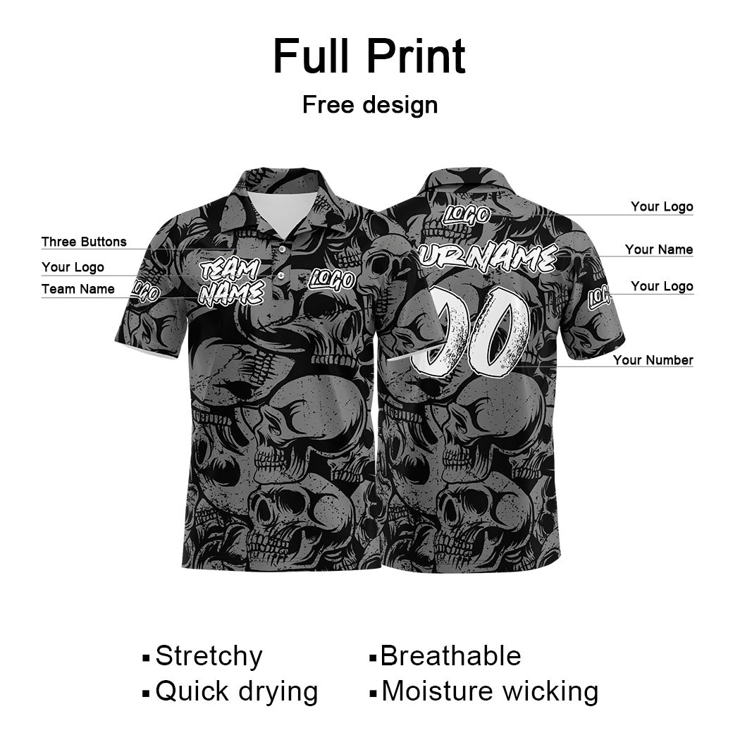Custom Football Polo Shirts  Add Your Unique Logo/Name/Number Black&Grey enthsush