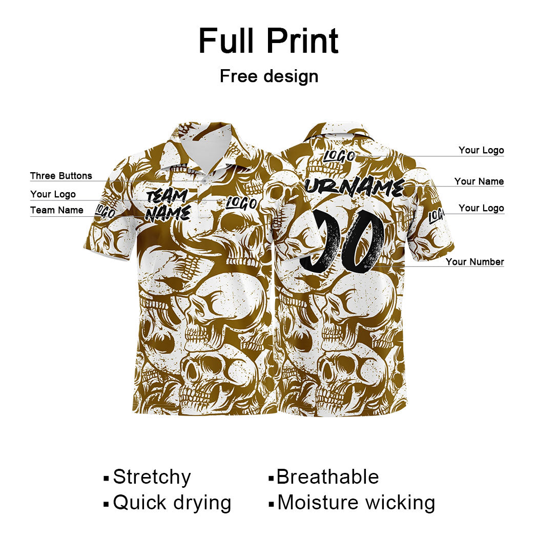 Custom Football Polo Shirts  Add Your Unique Logo/Name/Number Brown&White enthsush
