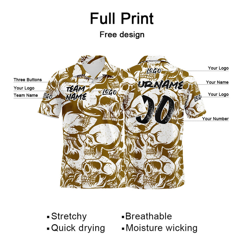 Custom Football Polo Shirts  Add Your Unique Logo/Name/Number Brown&White