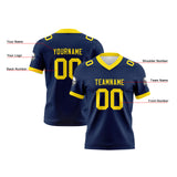 Custom Navy Yellow Football Jersey Personalized Football Shirts for Men Women  Printed Team Name Number Logo