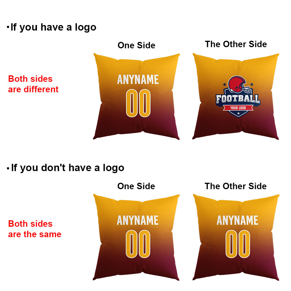 Custom Football Throw Pillow for Men Women Boy Gift Printed Your Personalized Name Number Burgundy&Yellow&Black enthsush