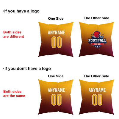 Custom Football Throw Pillow for Men Women Boy Gift Printed Your Personalized Name Number Burgundy&Yellow&Black enthsush