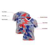 Custom Gray Blue Reversible Gradient Football Jersey Personalized Football Shirts for Men Women  Printed Team Name Number Logo