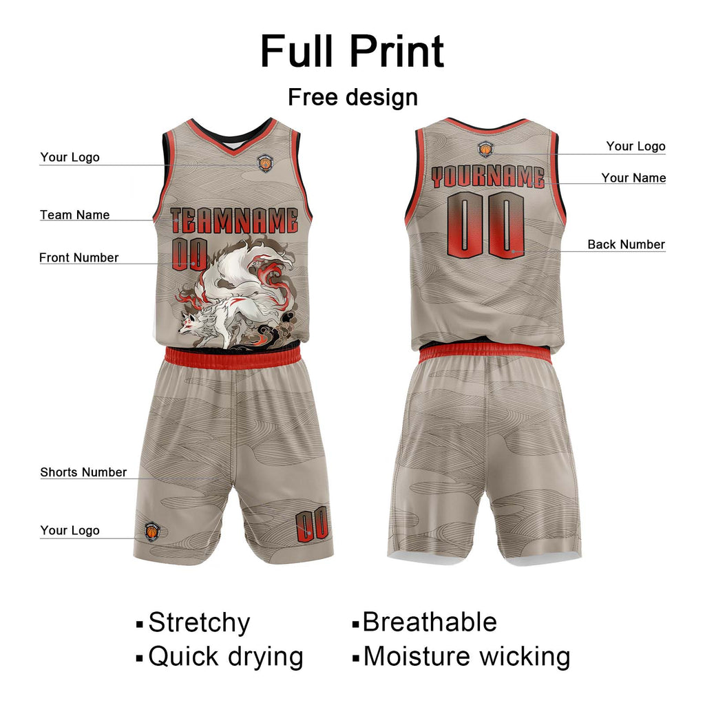 Custom Khaki Basketball Jersey Uniform Suit Printed Your Logo Name Number enthsush