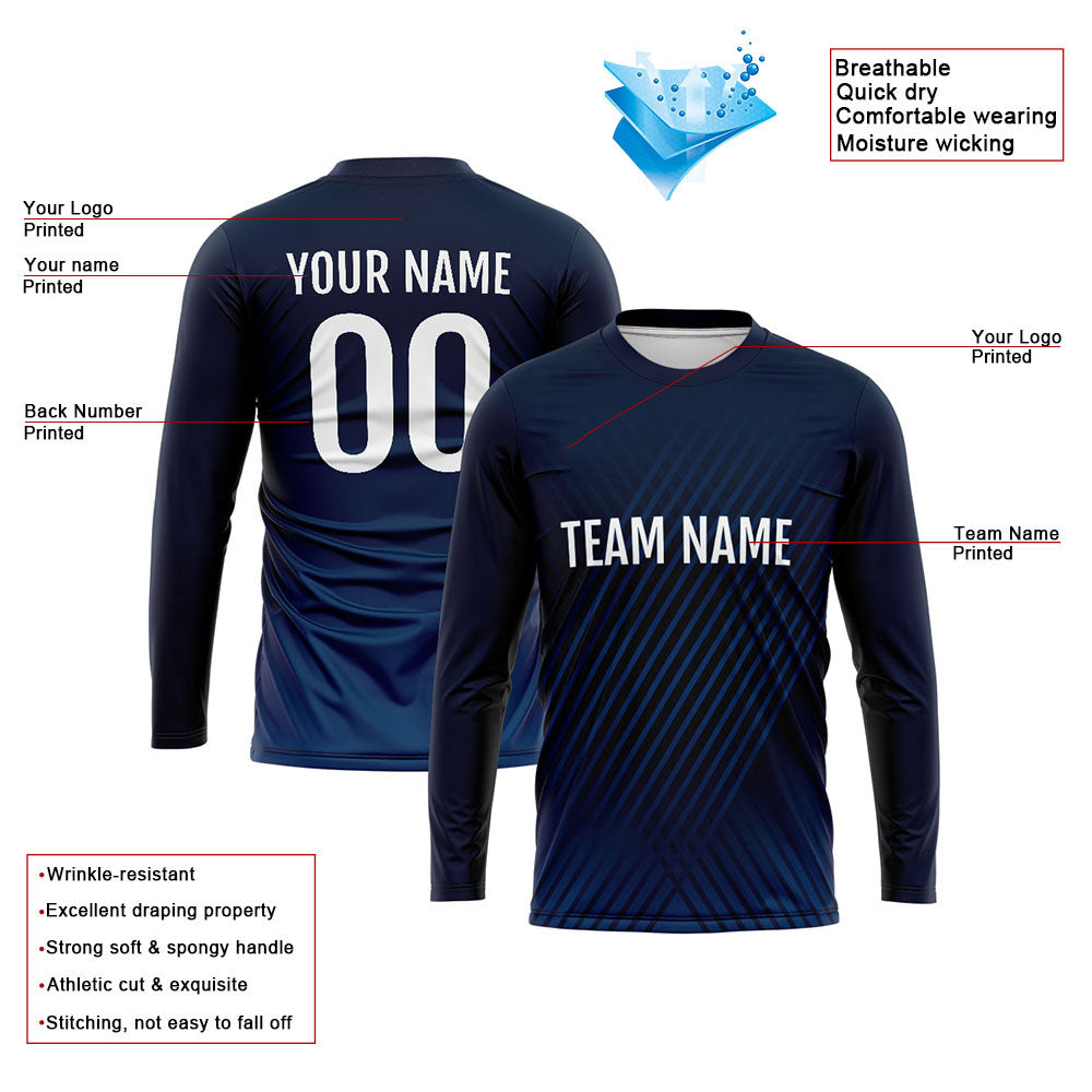 Custom Basketball Soccer Football Shooting Long T-Shirt for Adults and Kids Navy enthsush