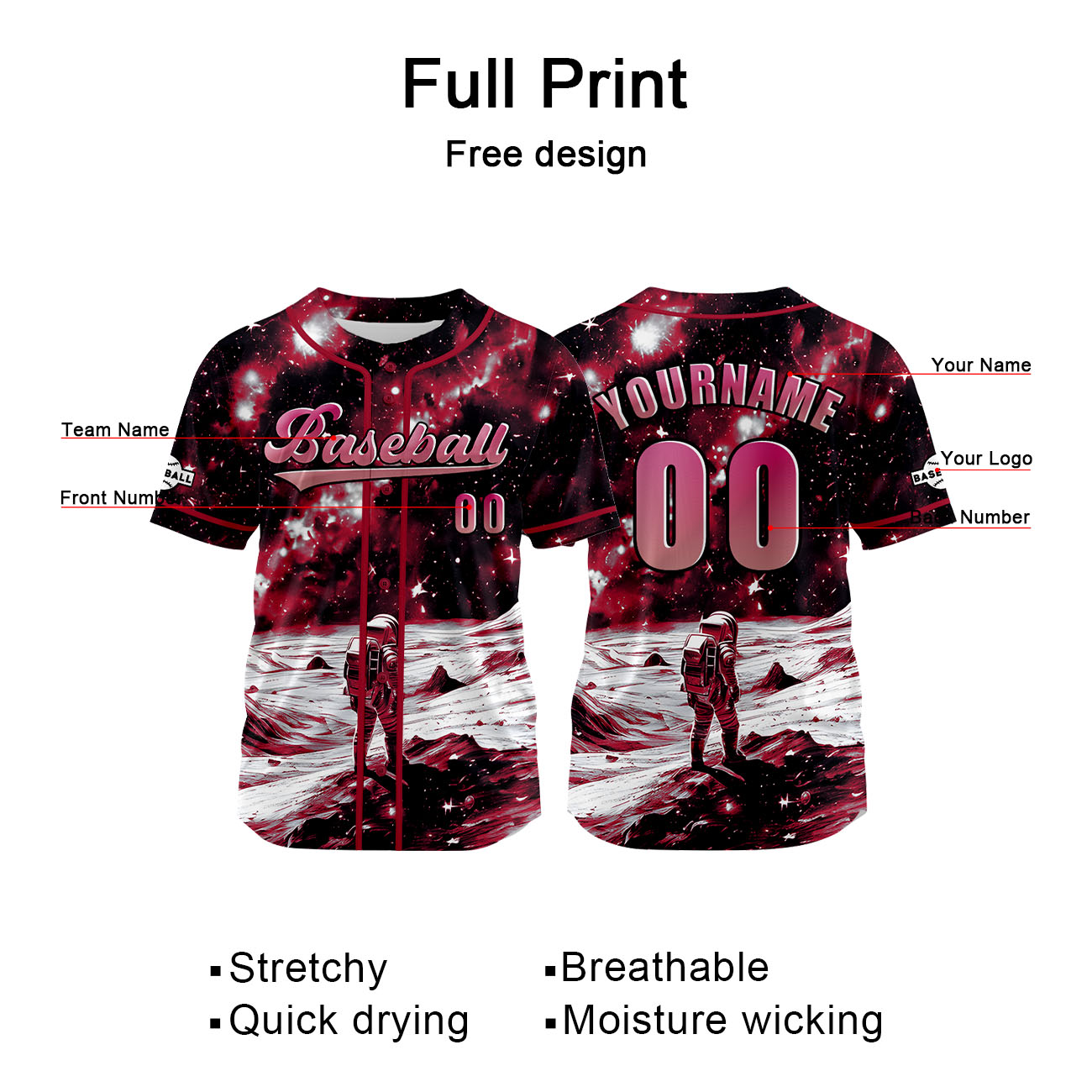 Custom Red Jersey Personalized Baseball Shirt for Men Women Kids Youth enthsush