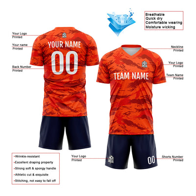 Custom Soccer Jerseys for Men Women Personalized Soccer Uniforms for Adult and Kid Orange enthsush
