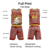 Custom Red Yellow Basketball Jersey Uniform Suit Printed Your Logo Name Number