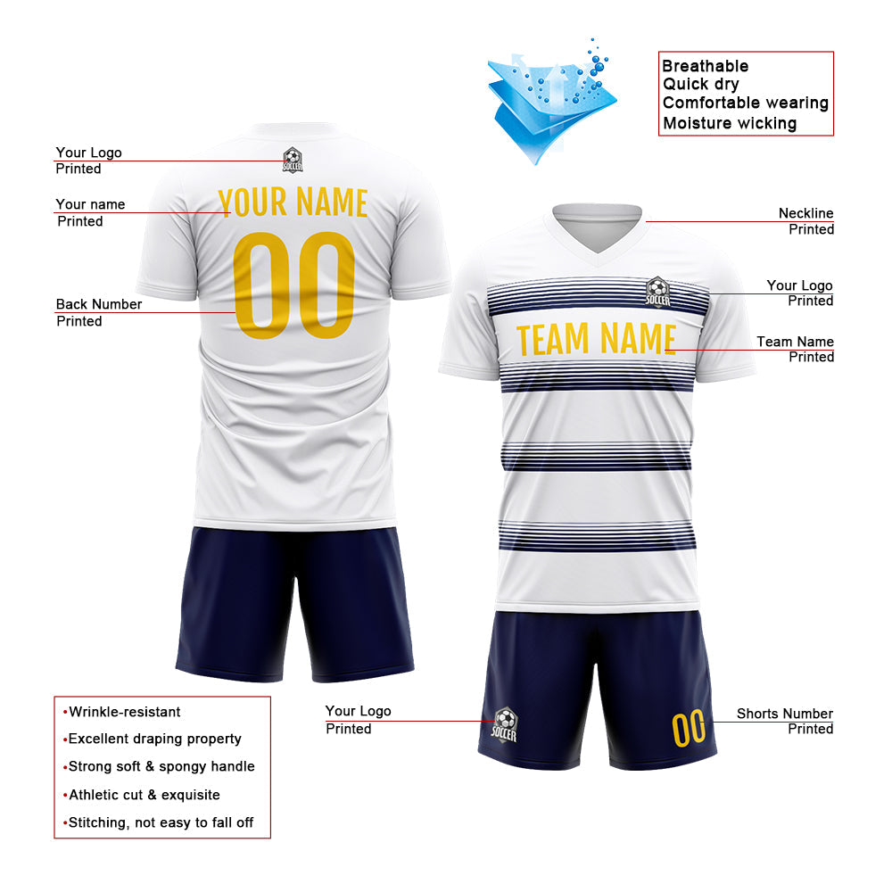 Custom Soccer Jerseys for Men Women Personalized Soccer Uniforms for Adult and Kid White-Black enthsush