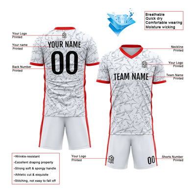 Custom Soccer Jerseys for Men Women Personalized Soccer Uniforms for Adult and Kid White&Red&Black enthsush