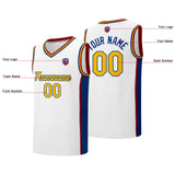 Custom basketball jersey shorts for men and women. Embroidered and printed name, number and logo White&Royal