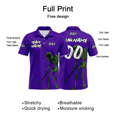 Custom Football Polo Shirts  Add Your Unique Logo/Name/Number Purple enthsush