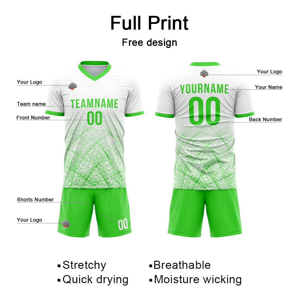 Custom Soccer Jerseys for Men Women Personalized Soccer Uniforms for Adult and Kid White-Neon Green enthsush