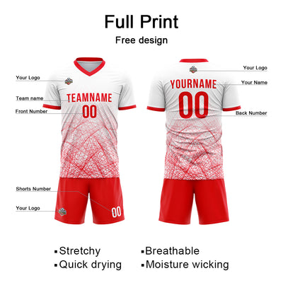 Custom Soccer Jerseys for Men Women Personalized Soccer Uniforms for Adult and Kid White-Red enthsush