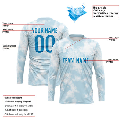 Custom Basketball Soccer Football Shooting Long T-Shirt for Adults and Kids Light Blue enthsush