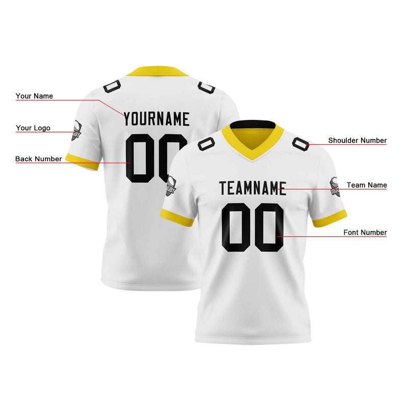 Custom White Yellow Reversible Gradient Football Jersey Personalized Football Shirts for Men Women  Printed Team Name Number Logo