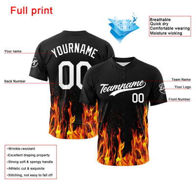 Custom Full Print Design Authentic Baseball Jersey Flame enthsush