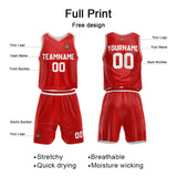 Custom Red Reversible Basketball Suit for Adults and Kids Personalized Jersey