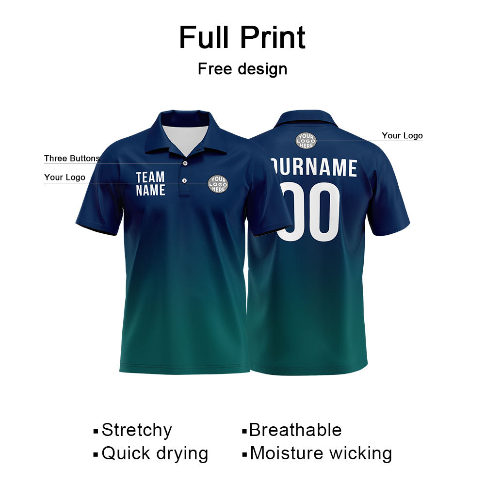 Custom Navy Green Football Polo Shirts Add Your Unique Logo/Name/Number enthsush
