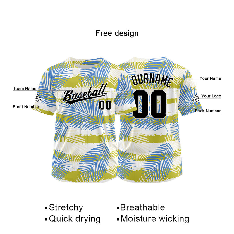 Custom Full Print Design Authentic Baseball Jersey blue-yellow green
