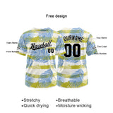 Custom Full Print Design Authentic Baseball Jersey blue-yellow green