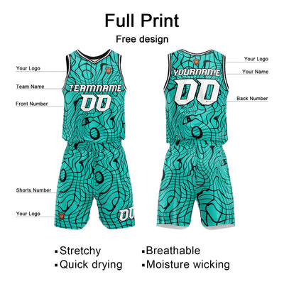 Custom Teal Basketball Jersey Uniform Suit Printed Your Logo Name Number enthsush
