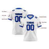 Custom White Blue Football Jersey Personalized Football Shirts for Men Women  Printed Team Name Number Logo