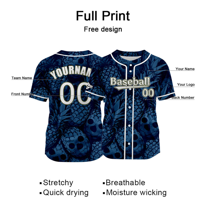 Custom Navy Blue Baseball Jersey Personalized Baseball Shirt for Men Women Kids Youth