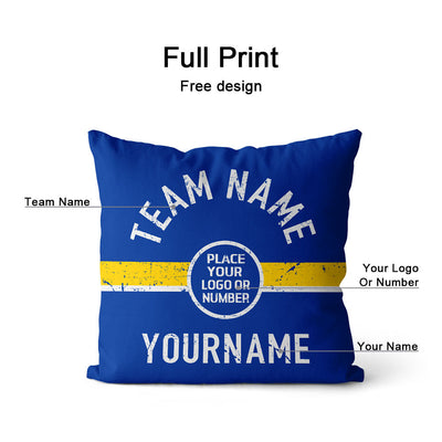 Custom Football Throw Pillow for Men Women Boy Gift Printed Your Personalized Name Number Blue & White & Yellow enthsush