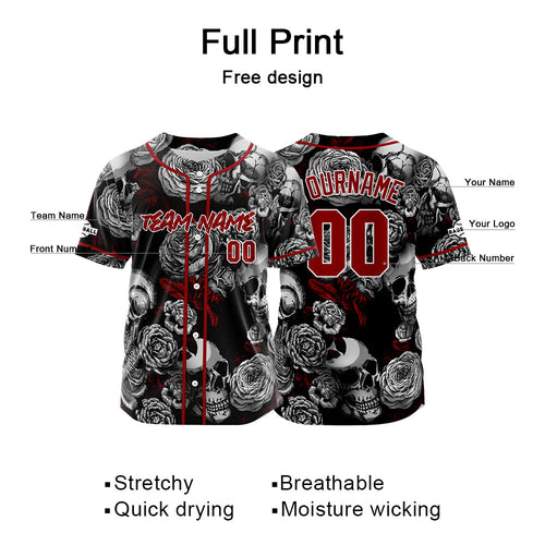 Custom Baseball Jersey Personalized Baseball Shirt for Men Women Kids Youth Teams Stitched and Print Grey&Red enthsush