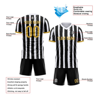 Custom Soccer Jerseys for Men Women Personalized Soccer Uniforms for Adult and Kid Black-White enthsush