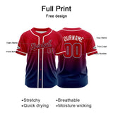 Custom Full Print Design Authentic Baseball Jersey navy-red