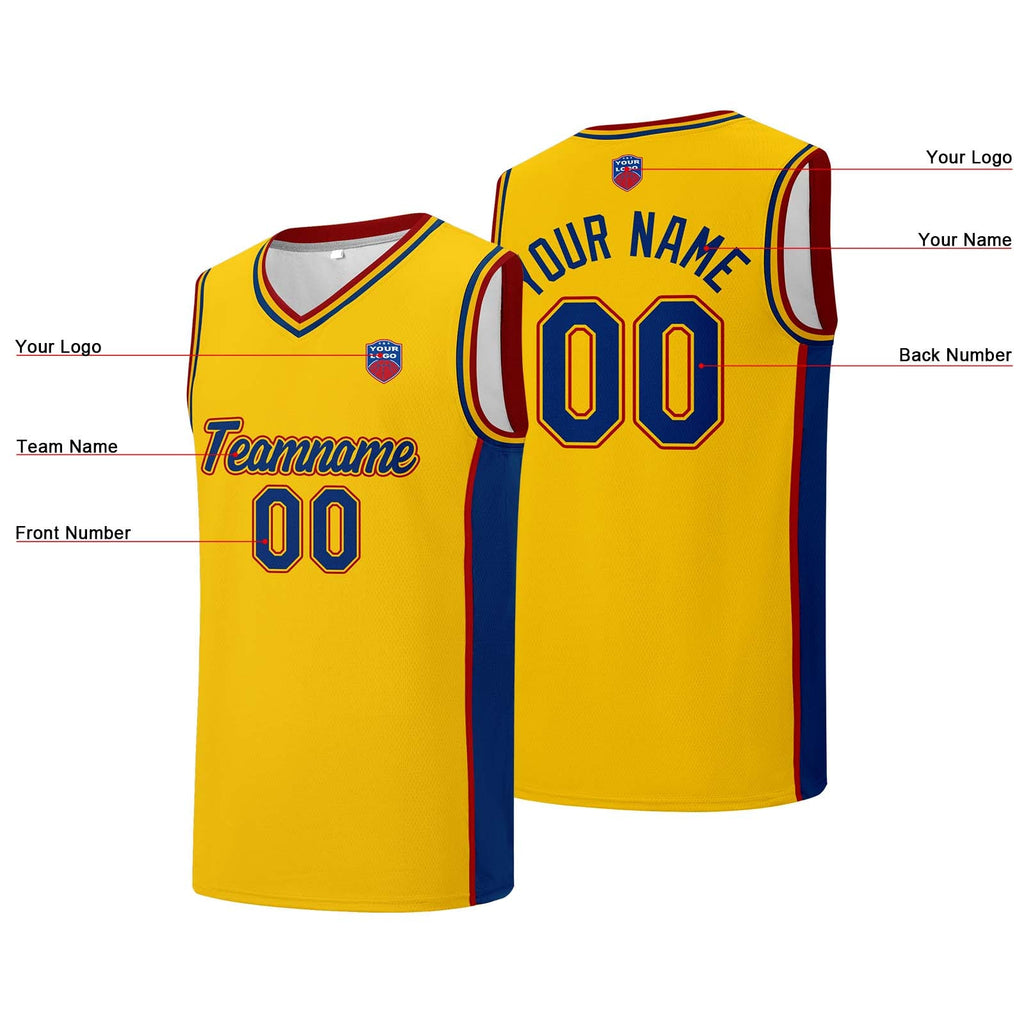 Custom basketball jersey shorts for men and women. Embroidered and printed name, number and logo Yellow enthsush