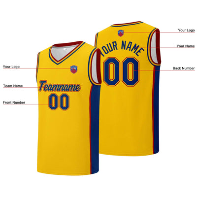Custom basketball jersey shorts for men and women. Embroidered and printed name, number and logo Yellow enthsush