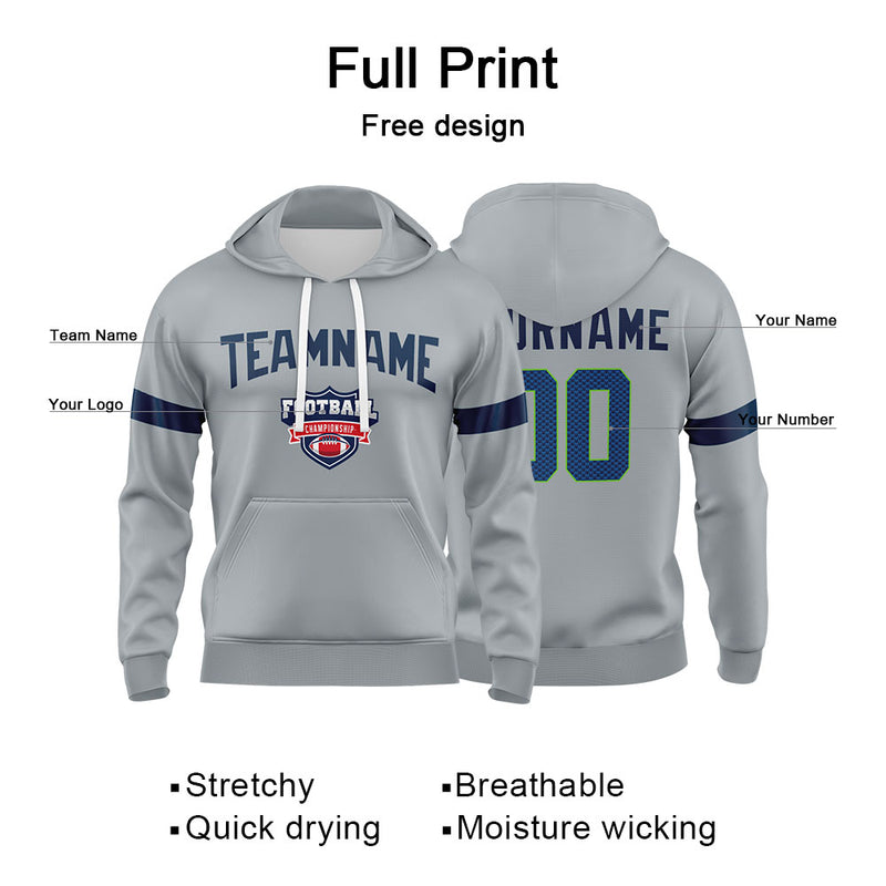 Custom Sweatshirt Hoodie For Man Woman Girl Boy Print Your Logo Name Number Gray