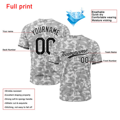Custom Full Print Design Authentic Baseball Jersey gray camouflage enthsush