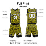 Custom Basketball Jersey Uniform Suit Printed Your Logo Name Number Yellow
