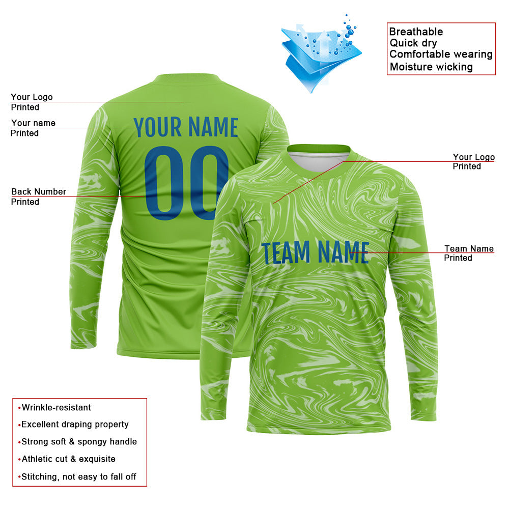 Custom Basketball Soccer Football Shooting Long T-Shirt for Adults and Kids Green-White enthsush