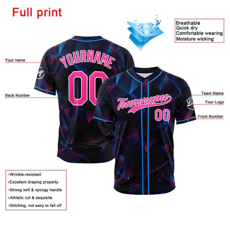 Custom Full Print Design Authentic Baseball Jersey Gradient Triangle