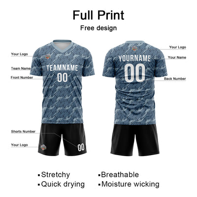 Custom Soccer Jerseys for Men Women Personalized Soccer Uniforms for Adult and Kid Gray-Black enthsush