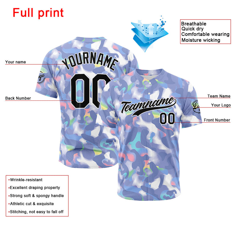 Custom Full Print Design Authentic Baseball Jersey Grey blue