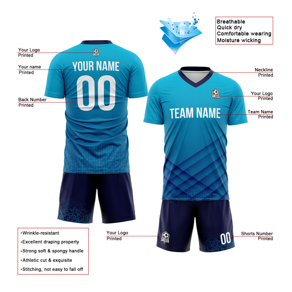 Custom Soccer Jerseys for Men Women Personalized Soccer Uniforms for Adult and Kid Blue&White enthsush