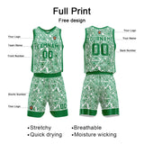 Custom Basketball Jersey Uniform Suit Printed Your Logo Name Number White-Green