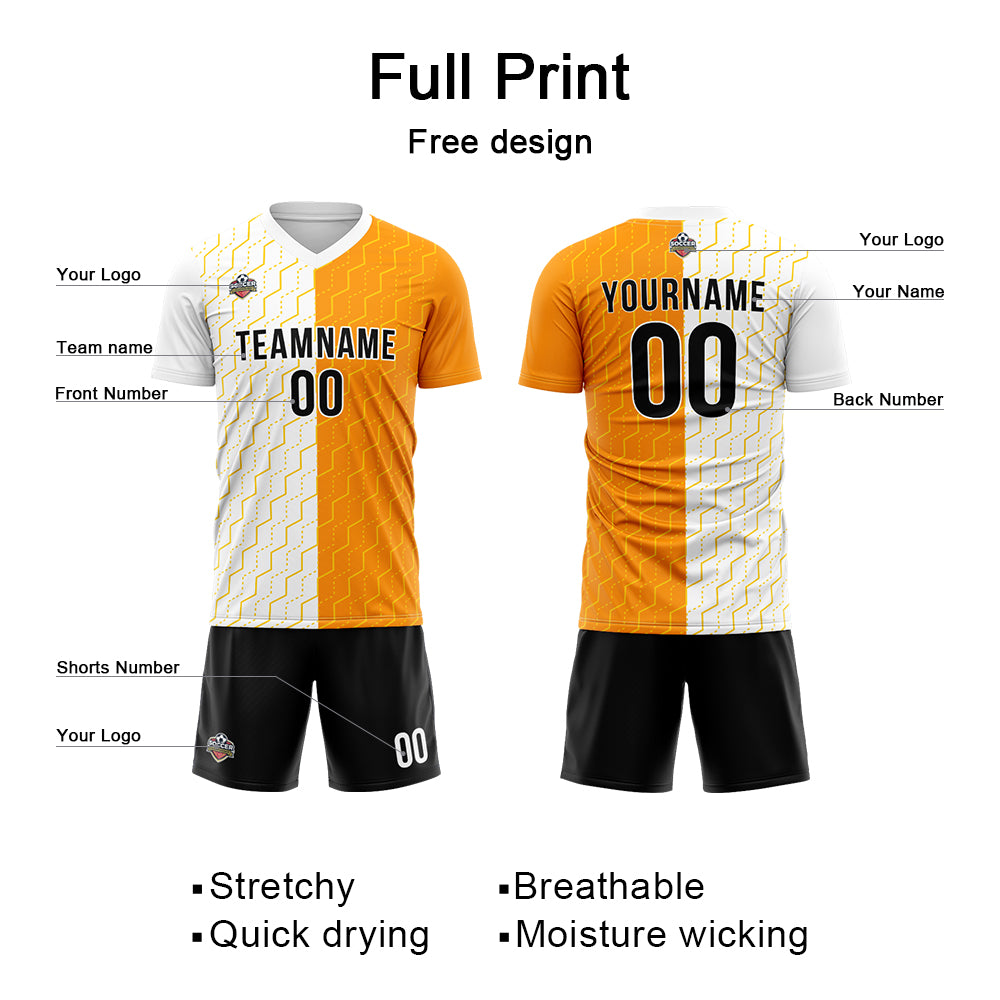Custom Soccer Jerseys for Men Women Personalized Soccer Uniforms for Adult and Kid White-Orange enthsush