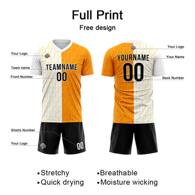 Custom Soccer Jerseys for Men Women Personalized Soccer Uniforms for Adult and Kid White-Orange enthsush
